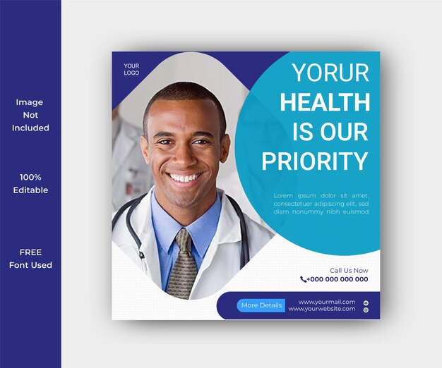 Vector medical healthcare instagram social media  post banner template design