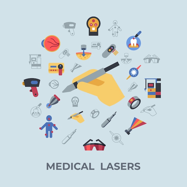 Medical healthcare lasers icons