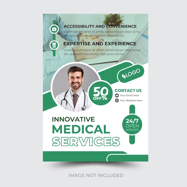 Vector medical healthcare multipurpose flyer design or brochure cover template