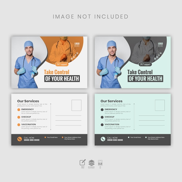 medical or healthcare post card template design