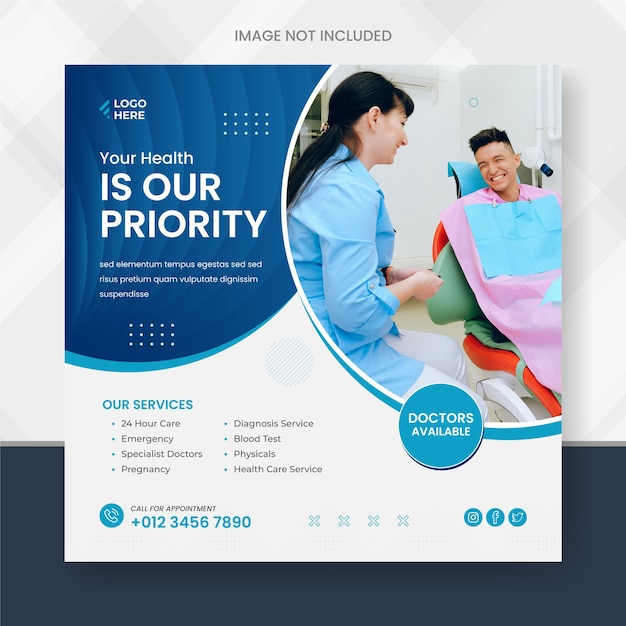 Medical and Healthcare prevention banner or square banner for social media post template