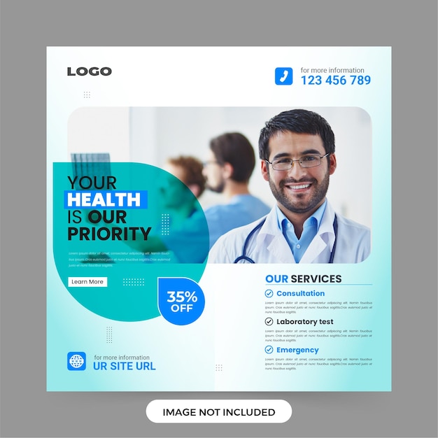 Medical and Healthcare promotion Social Media Post or square flyer template