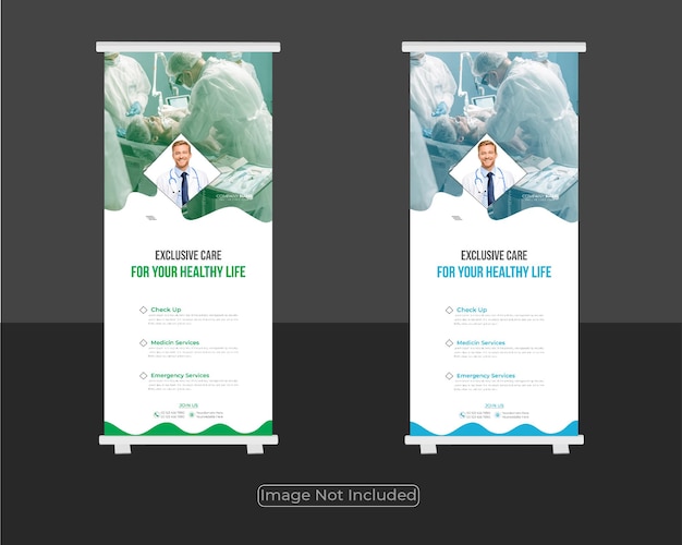 Medical healthcare roll up template or stand banner layout