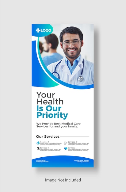 Medical healthcare rollup banner and standee medical healthcare design template