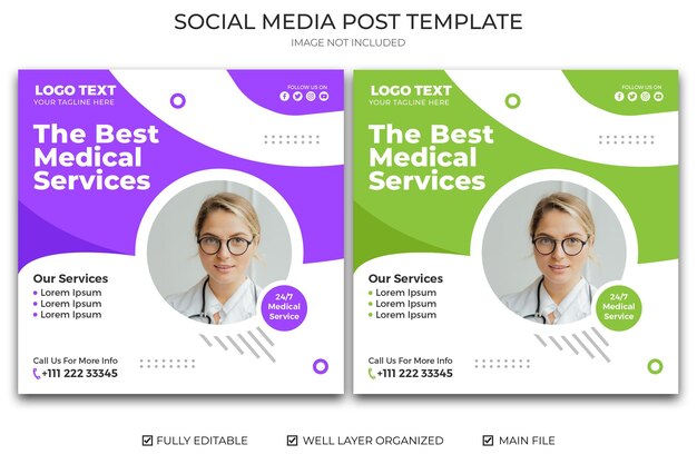 Medical healthcare social media banner template design