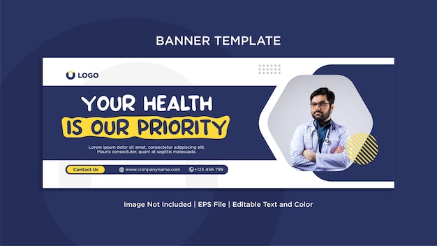 Medical healthcare social media facebook cover or banner template