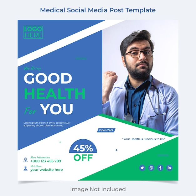 Vector medical healthcare social media and instagram post banner template design