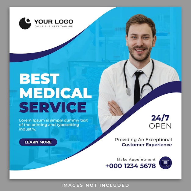 Medical and healthcare social media instagram post template