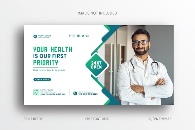 Medical and healthcare social media post banner template design. Web banner design vector.