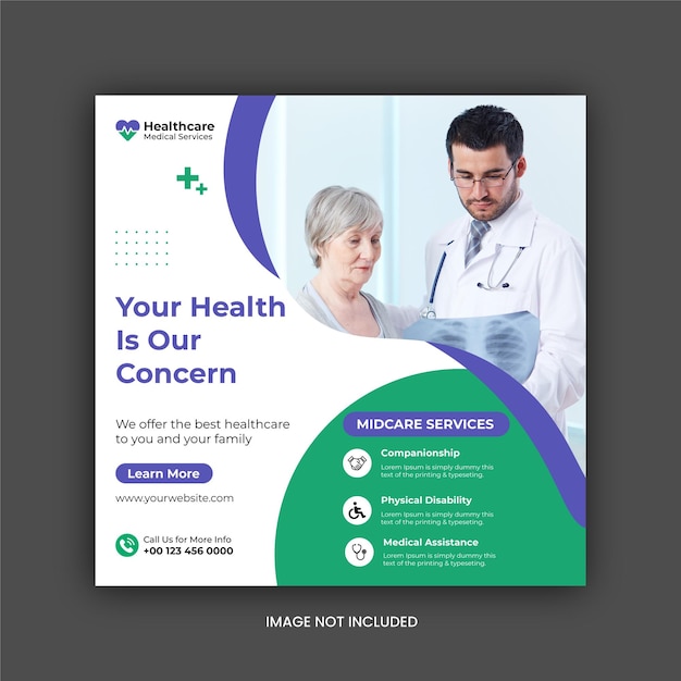 Medical healthcare social media post banner template