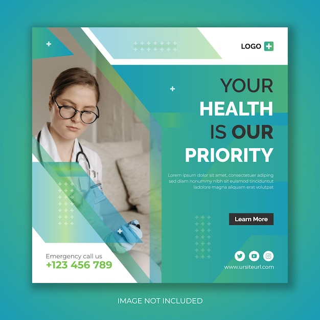 Medical healthcare for social media post banner template