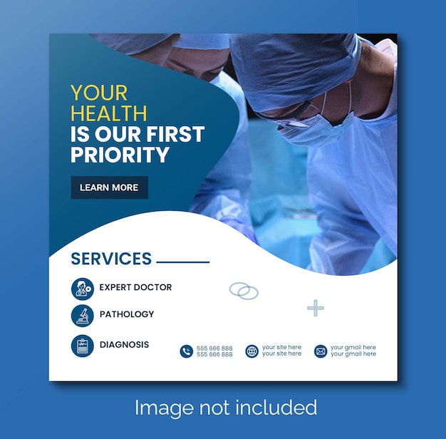 Medical healthcare social media post design promotion banners for hospitals clinics doctor