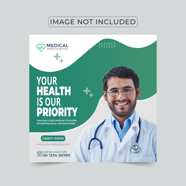 Medical healthcare social media post design template design