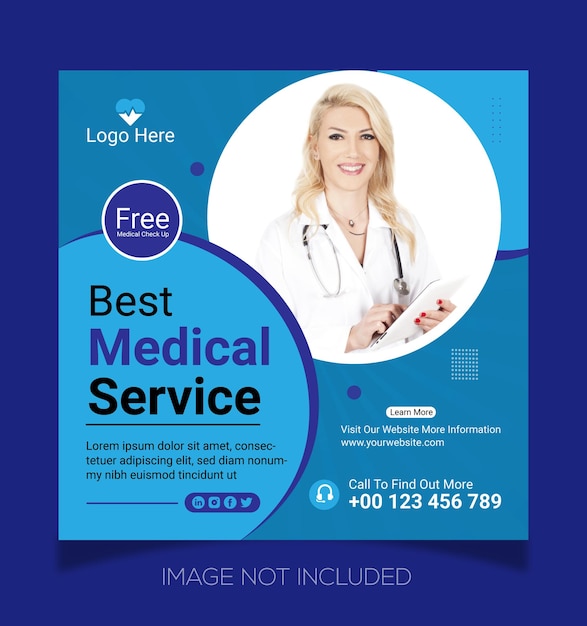 Medical healthcare social media post design template or instagram banner post design