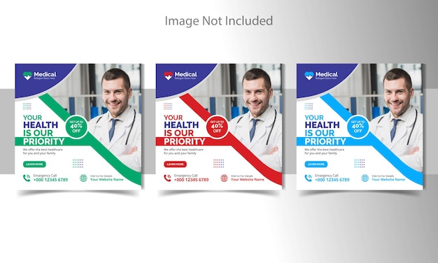 Medical and healthcare social media post design template and Instagram