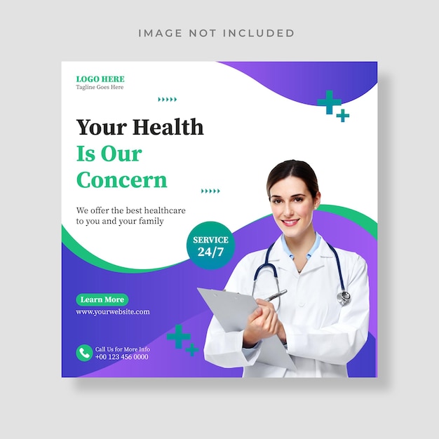 Medical Healthcare Social Media Post Design Template