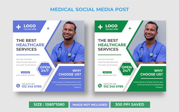 Medical healthcare social media post instagram marketing  web banner design