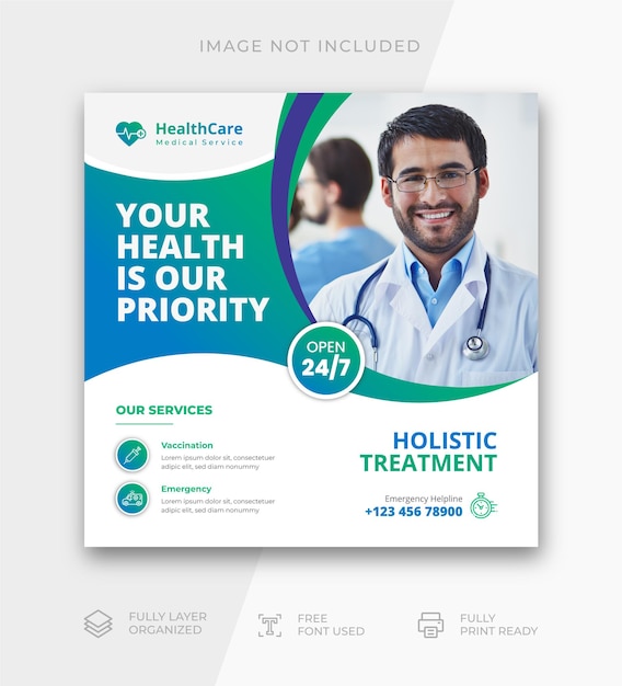 Medical Healthcare Social Media Post Template