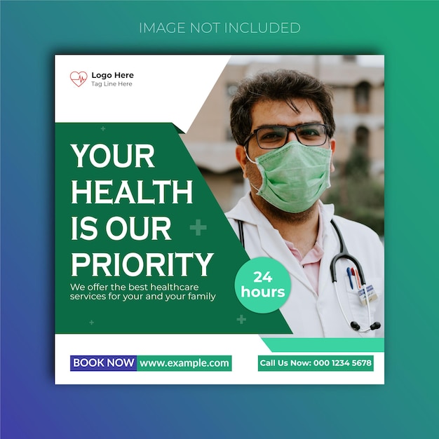 Medical healthcare social media post template