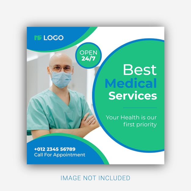 Medical healthcare social media post template