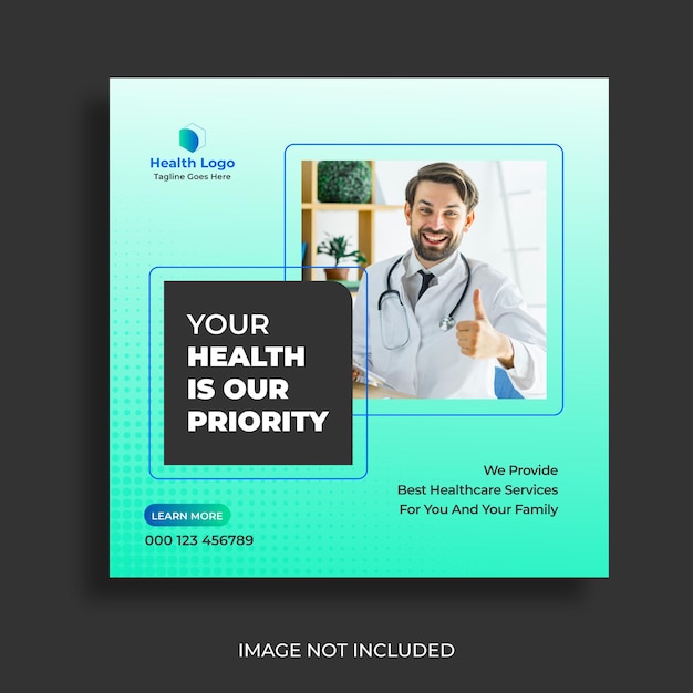 Medical healthcare social media post and  web banner design template