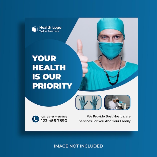 Medical healthcare social media post and  web banner design template