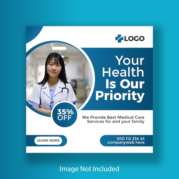 Medical Healthcare Social Media Post and Web Banner Design Template