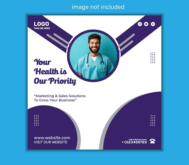 Vector medical healthcare social media post web promotion banner template