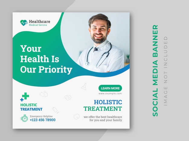 Medical healthcare square flyer instagram social media post banner template