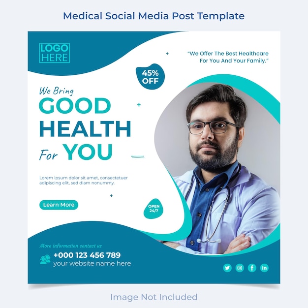 Medical Healthcare square flyer and social media post template design