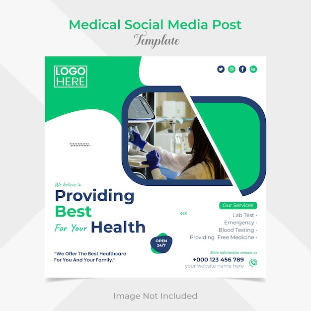 Vector medical healthcare square flyer and social media post template design