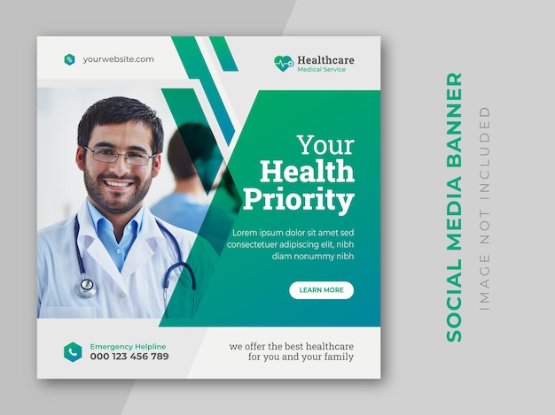 Medical healthcare square flyer social media post