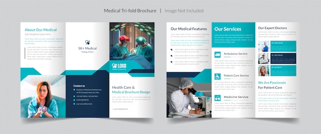 Medical, healthcare trifold brochure template