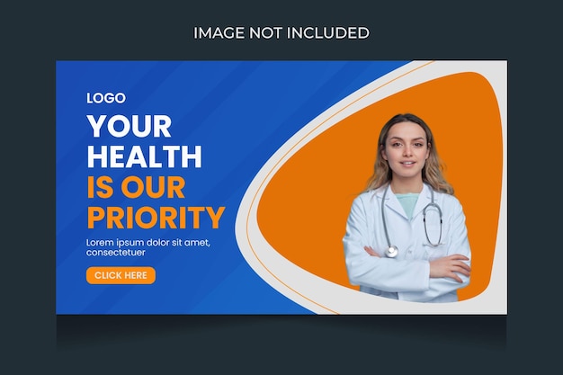 Medical healthcare video thumbnail and web banner template