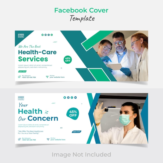 Medical healthcare web banner design and facebook cover design template