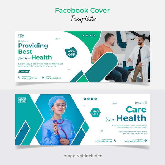 Medical healthcare web banner design and facebook cover design template