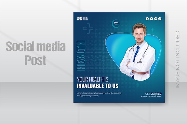 Medical healthcare web banner and social media post design template