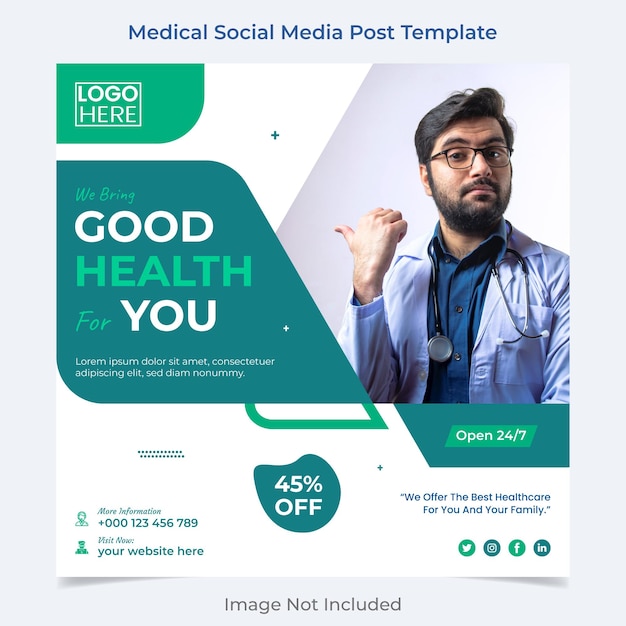 Medical healthcare web banner or square flyer or social media post template design