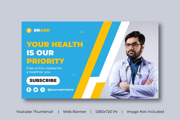 Medical healthcare web banner template and video thumbnail Editable promotion banner design