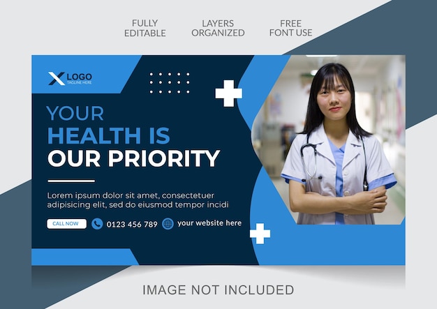 Medical Healthcare web banner and youtube thumbnail design editable template