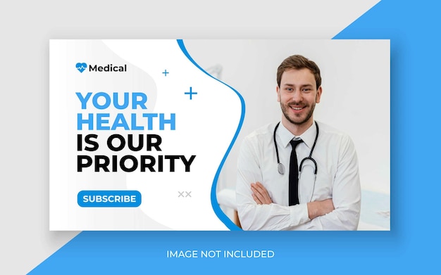 Medical healthcare youtube thumbnail and web banner Premium Vector