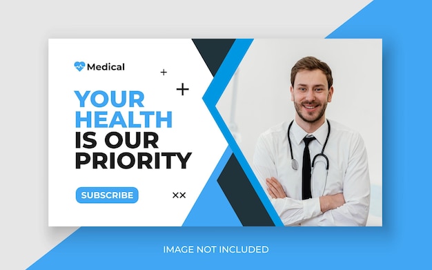 Medical healthcare youtube thumbnail and web banner Premium Vector