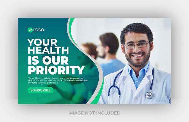 Medical healthcare youtube thumbnail and web banner template Premium eps