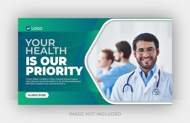 Medical healthcare youtube thumbnail and web banner template Premium eps