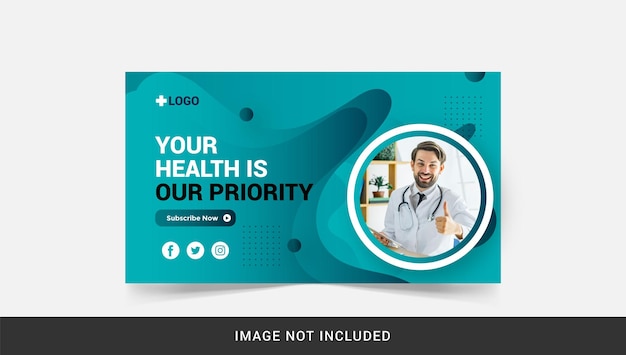 Medical healthcare youtube thumbnail and web banner template Premium Vector