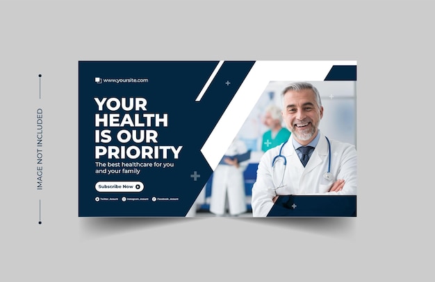 Medical healthcare youtube thumbnail and web banner template