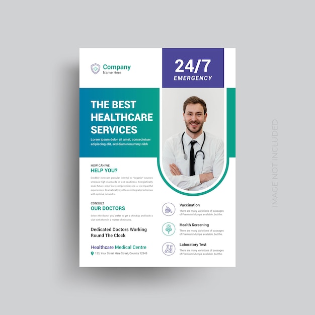 Medical Hospital healthcare service flyer poster template