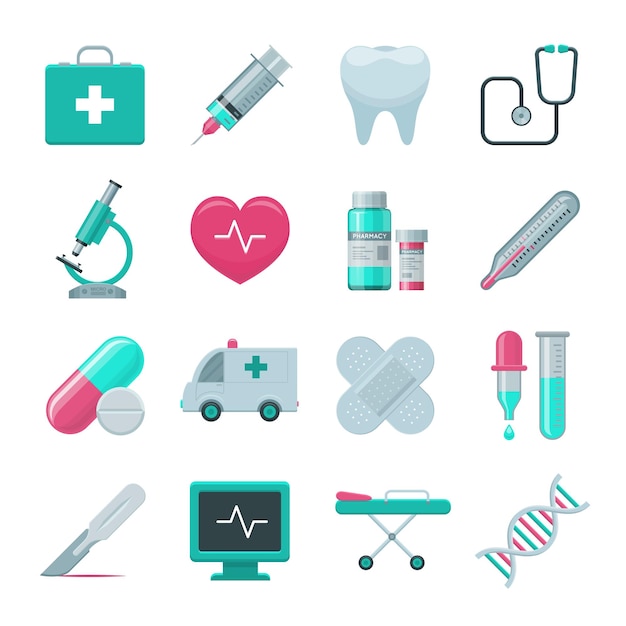 Medical and hospital icons set