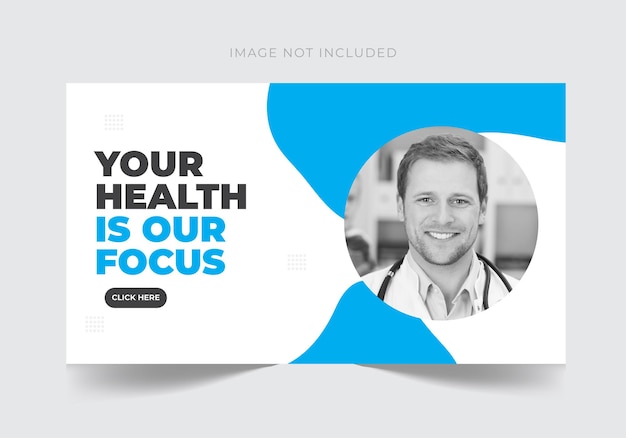 Medical hospital video thumbnail design template premium vector