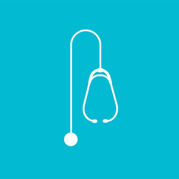 Medical icon stethoscope. Medicine symbol. Vector illustration isolated on blue background.